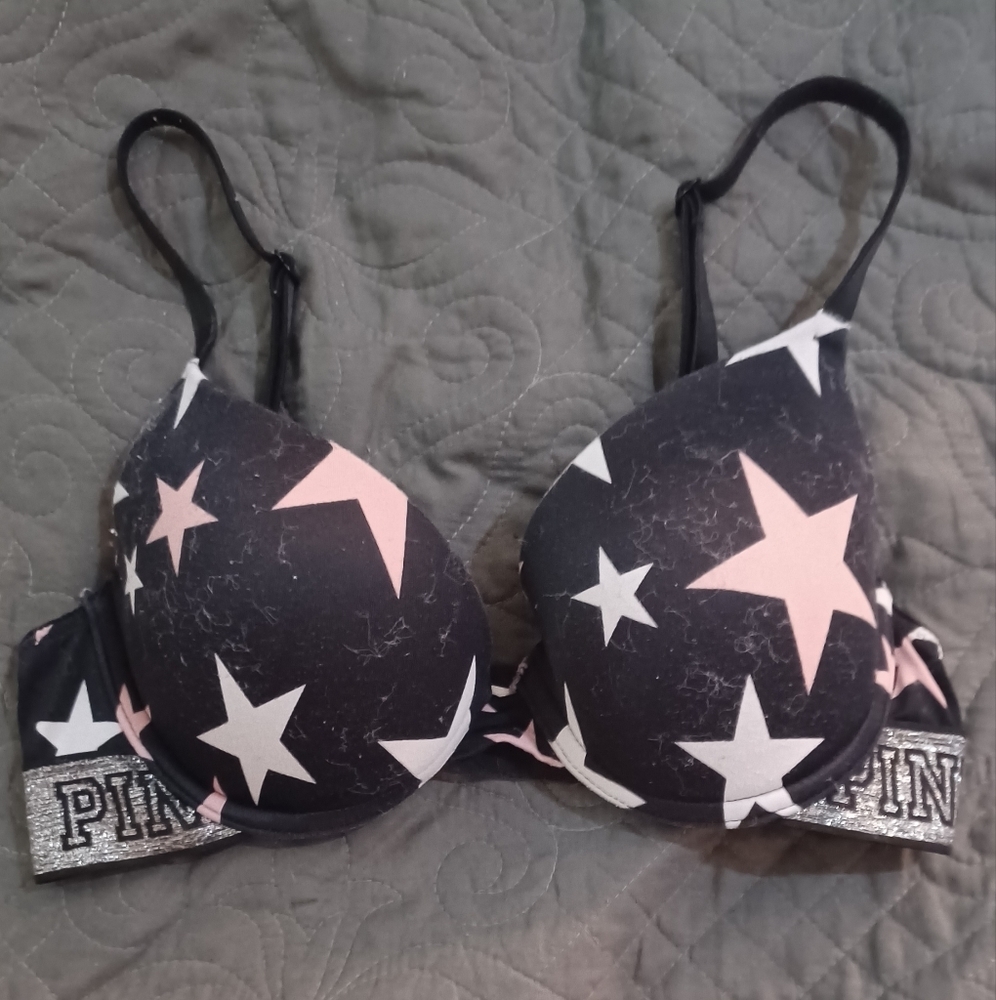 Pink by Victoria's secret underwire stars bra size 32c push up